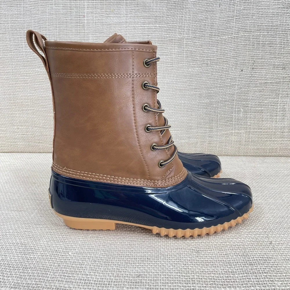 Sporto The Original Duck‎ Boots Women's 9M Ariel Brown Blue Waterproof Lace Up